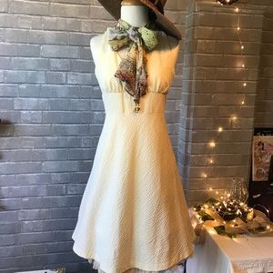 Yellow seersucker halter neck dress